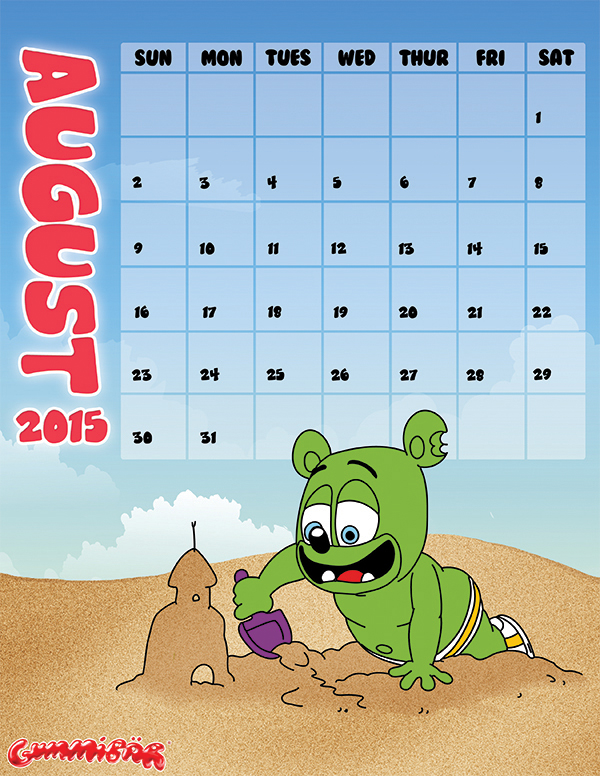 gummibär calendar page august 2015