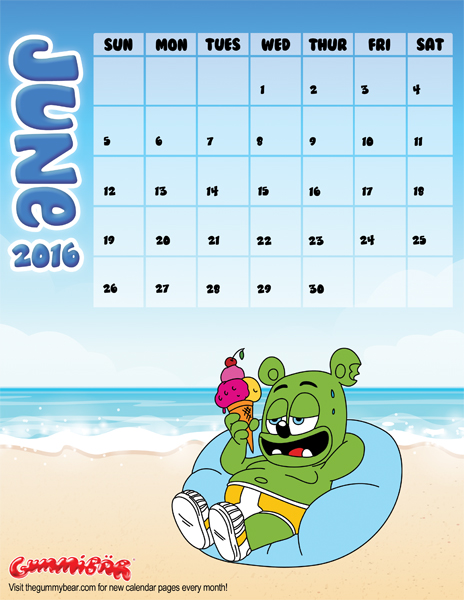 gummibar calendar june 2k16