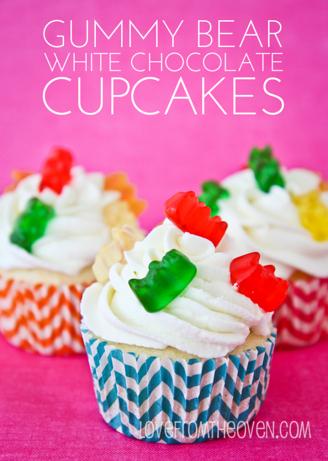 gummy bear white chocolate cupcakes