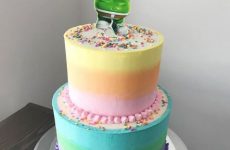 rainbow ombre gummibar cake