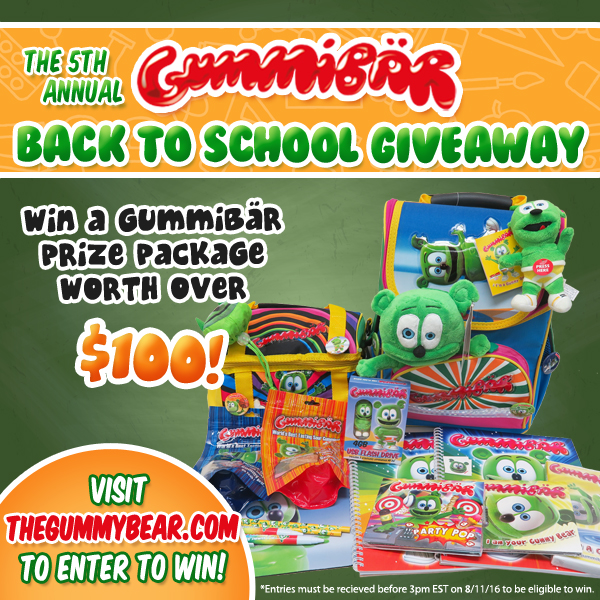 back to school giveaway free stuff sweepstakes kids childrens school supplies gummy bear gummibar im a gummy bear
